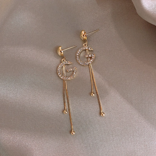 G Letter Drop Chain Earrings