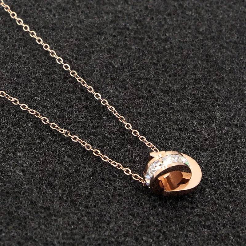 D Letter & Crystal Gold Pendant Necklace