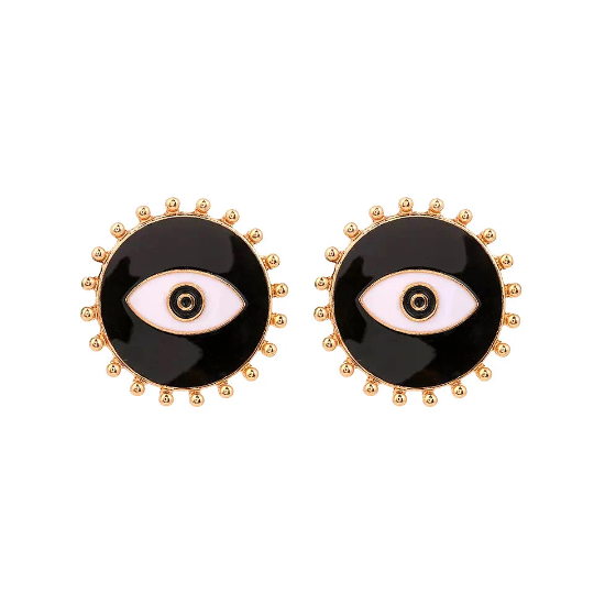 Black Evil Eye Stud Earrings