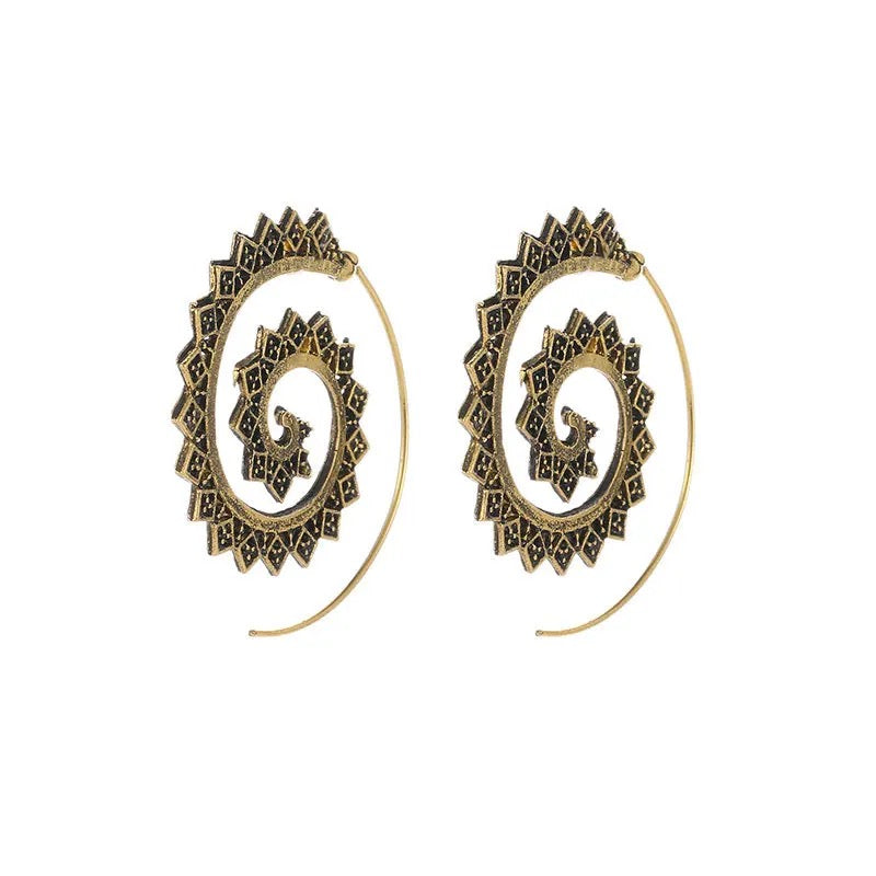 Stainless Steel Indian Fashion Spiral Earrings Hoop Piercing