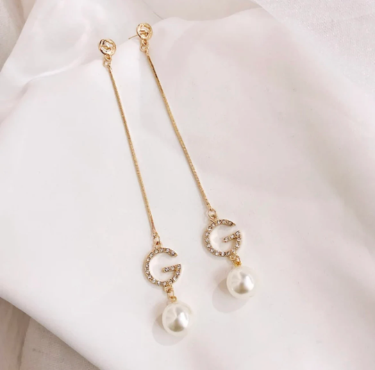 Letter G Link Chain Dangle Earrings