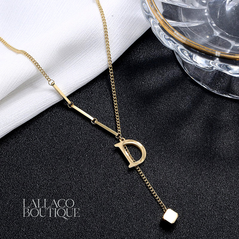 D Letter  Gold Pendant Chain Necklace