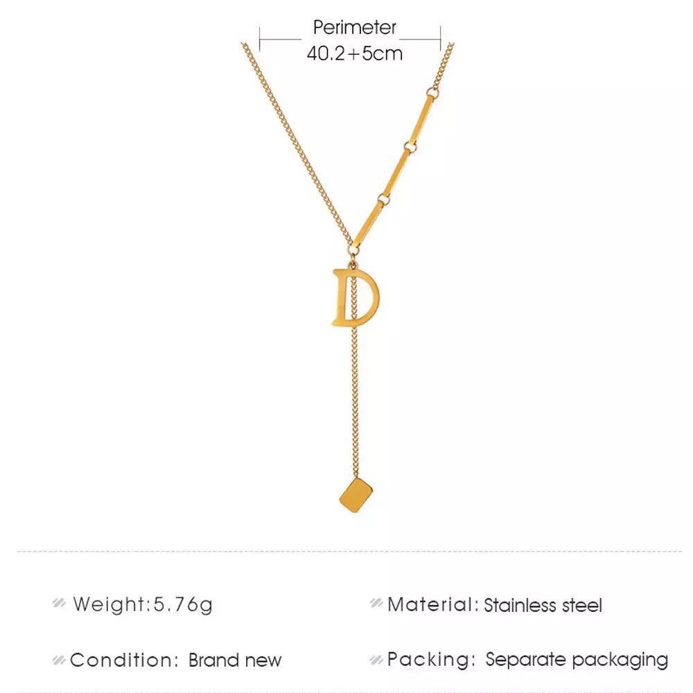 D Letter  Gold Pendant Chain Necklace