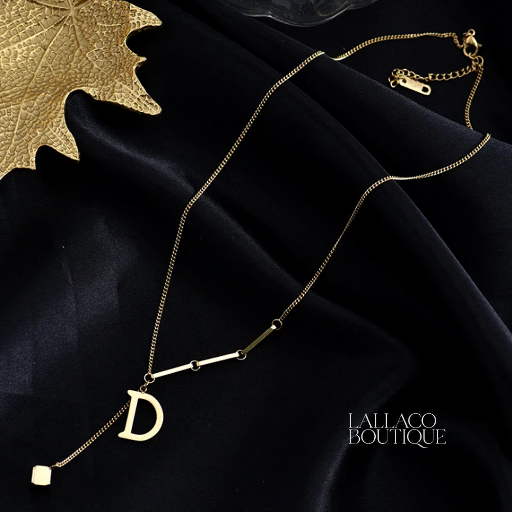 D Letter  Gold Pendant Chain Necklace