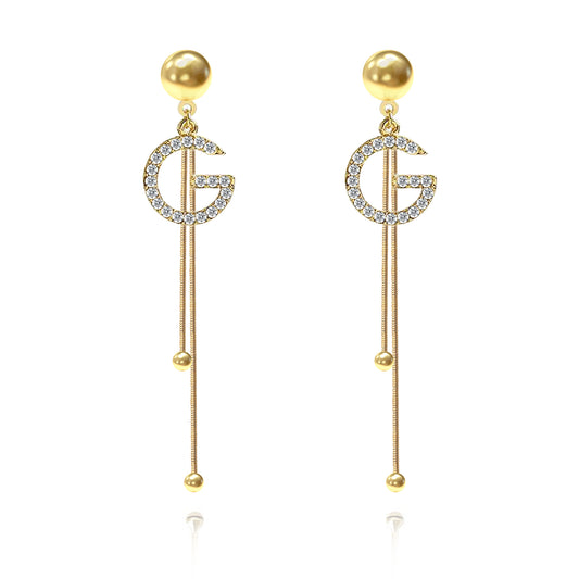 G Letter Drop Chain Earrings