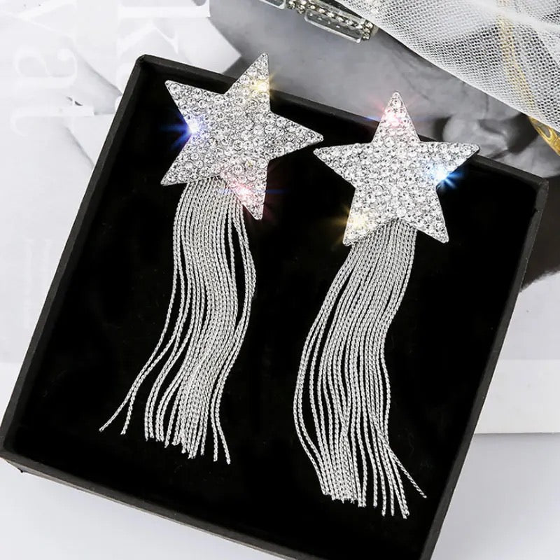 Pentagram Exaggerated High-End Tassel Longe Earrings