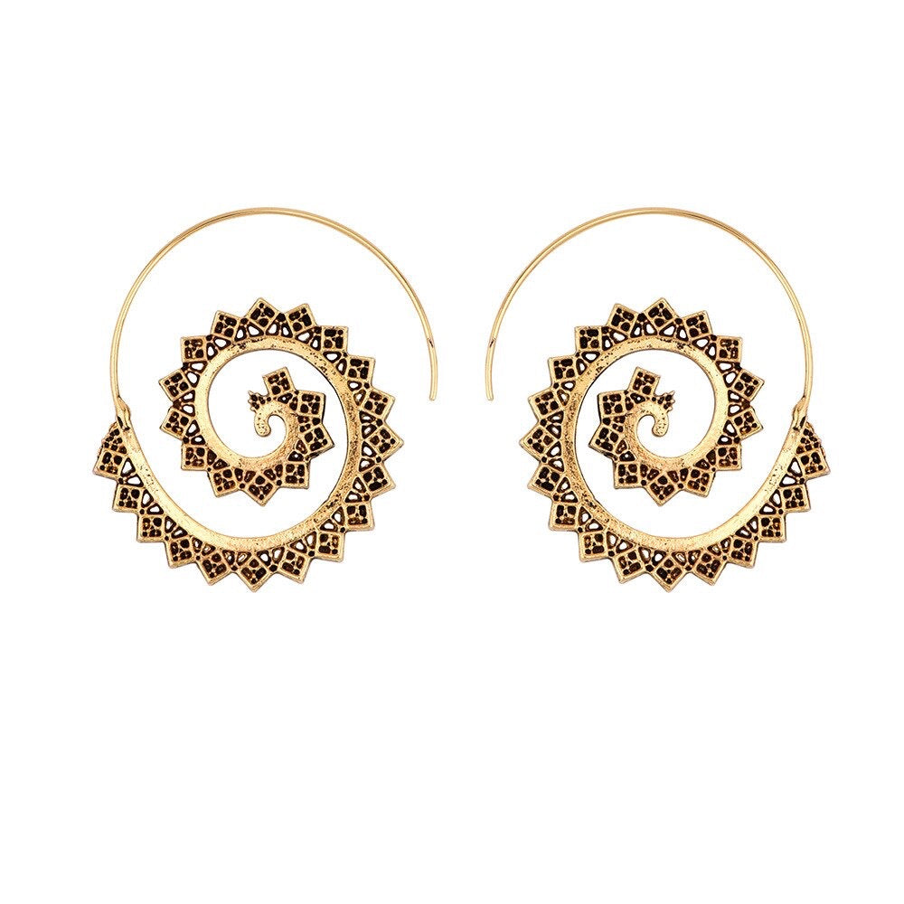 Sunlight silver gold plated earrings with spiral design 3.9 cm - Oxette