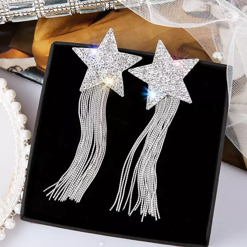 Pentagram Exaggerated High-End Tassel Longe Earrings