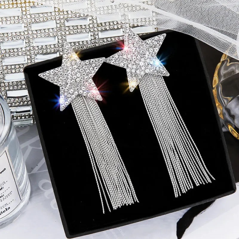 Pentagram Exaggerated High-End Tassel Longe Earrings